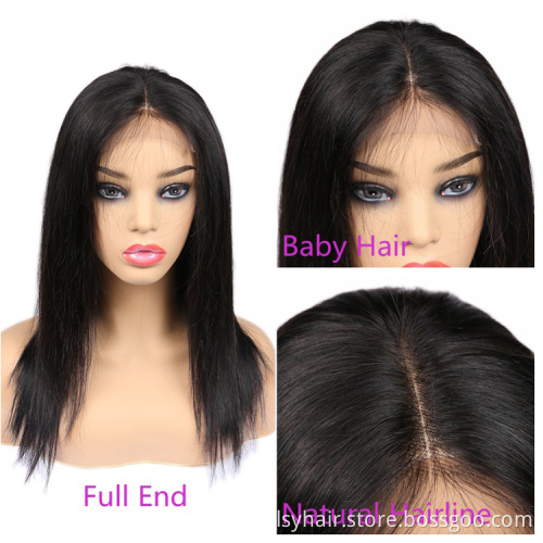 High Quality Good Price 100% Brazilian Human Virgin Hair Natural Color Straight Body Wave Closure Lace Wig